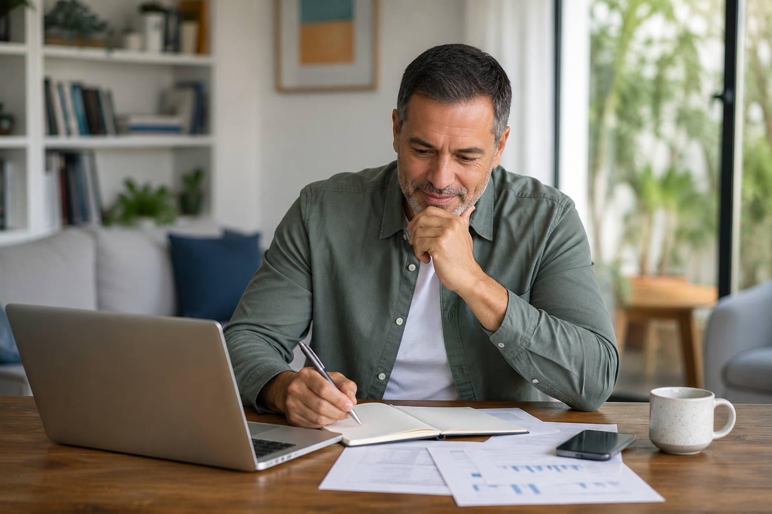 Persona revisando su plan personal de retiro desde casa